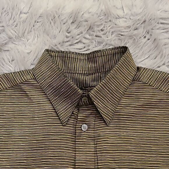 Luca diMarco Italy mens black, brown‎ and gold stripped button down long sleeve - Picture 3 of 5